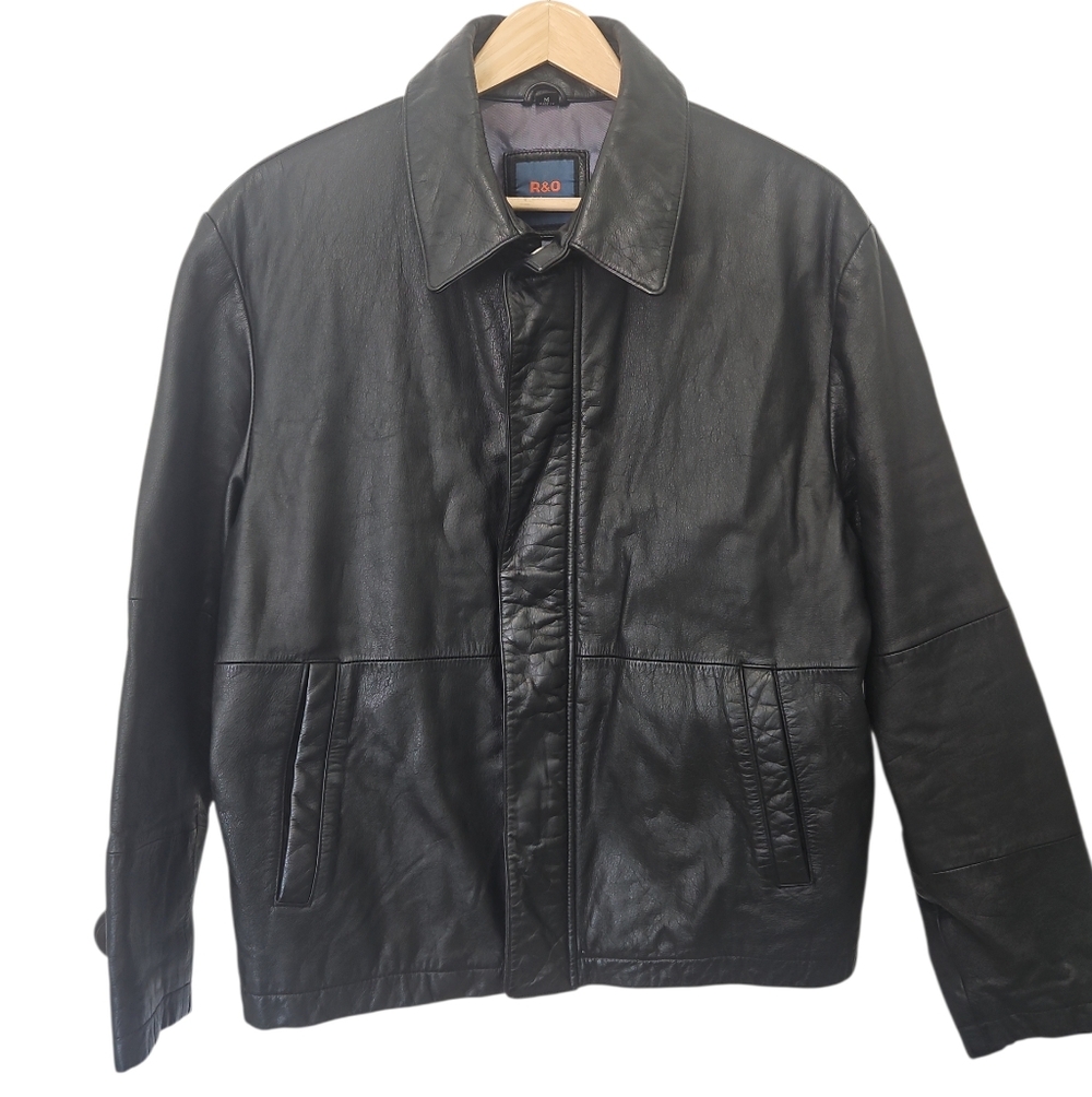 R&O Brand Black Leather Jacket Size Medium